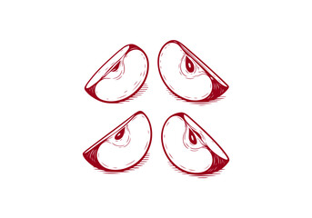 Apple hand drawn simple engraved vector illustration
