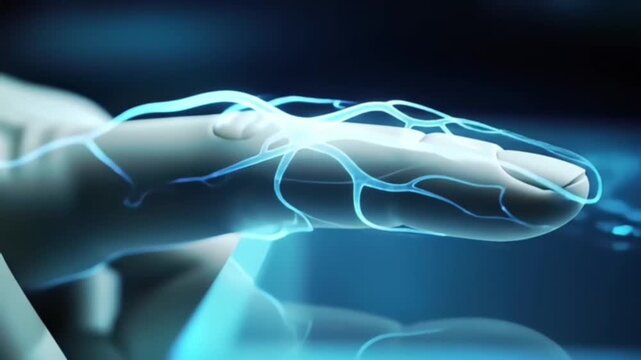 Innovative business strategy planning with a futuristic holographic user interface projecting data over a meeting table
