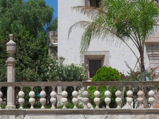 traditional mexican balustrade architecture  in a colonial town