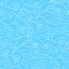Blue waves pattern seamless stylized graphic