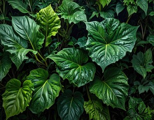 Lush Green Foliage A Vibrant Display of Tropical Leaves 1.