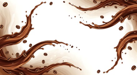 Coffee splash with coffee beans isolated on white background, a dynamic and aromatic visual experience