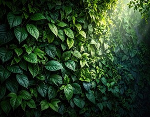 Lush Green Foliage with Sunlight Filtering Through the Canopy.