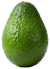 Whole ripe green avocado on a plain white surface, transparent background png