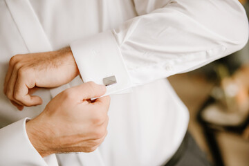 Elegant cufflinks for men’s shirt sleeves, luxury accessory symbolizing style, sophistication and...