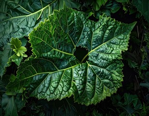 Lush Green Leaf Displaying Intricate Veins and Serrated Edges.