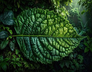 Lush Green Leaf in a Tropical Forest Setting.