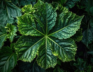 Lush Green Leaf with Intricate Veins in a Natural Setting.