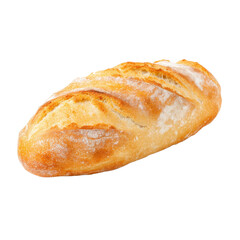 Freshly Baked Artisan Bread Loaf with Golden Crust and Soft Interior on White Background