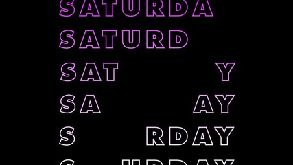 Saturday colorful text animation Glowing neon lines on transparent alpha background 4k,
 Saturday stroke effect animation Seamless loop, Showing Days of the Week