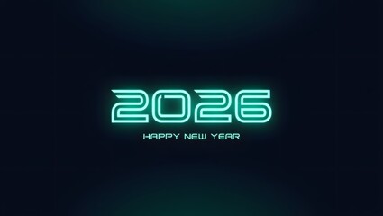 Futuristic glowing 2026 happy new year digital background
