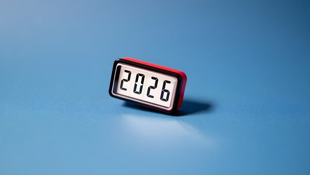 Digital clock showing time 2026 isolated on white background