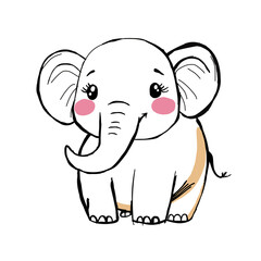 Adorable Baby Elephant Drawing
