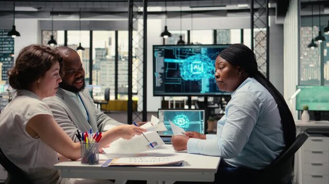 Hiring manager and team use virtual assistant tools powered by AI, machine learning and neural networks to evaluate interview results, CV filtering and assist in selecting talent. Camera A.