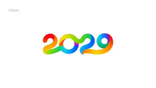 Colorful 2020 text logo isolated on white background