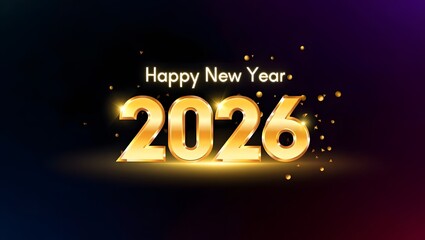 Golden happy new year 2026 with sparkling background