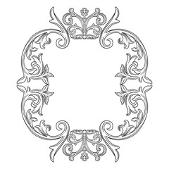 Engraving ornate twisted design element baroque frame vector
