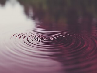 Fototapeta premium Mesmerizing water ripples burgundy surface concentric circles spreading from center abstract