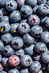 Top View of Whole Blueberries – Realistic Fresh Blueberries Filling the Frame, Sunlit Summer Mood with Bright Juicy Tones

