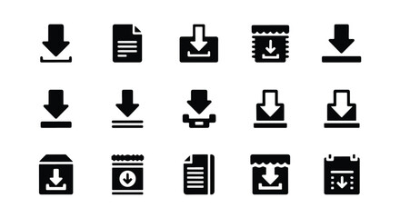 Collection of download and upload icons for digital content and file management  - Basic icon for website design, logo, app, template, ui, infographic