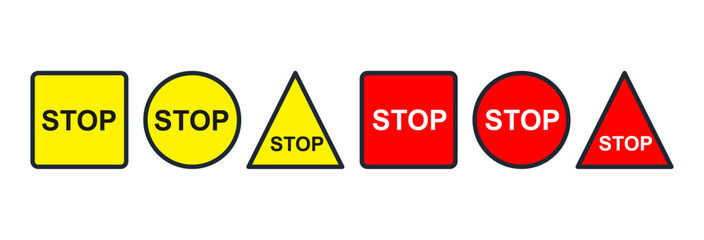 Stop sign symbols. Stop symbol road markings