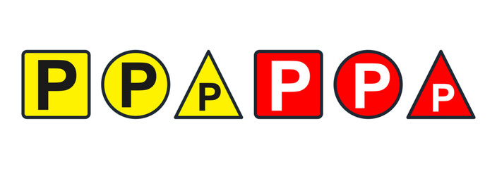 Parking signs symbol. Road marking symbol letter P