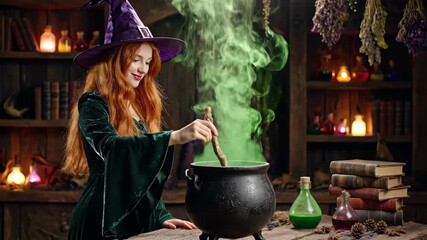 Enchanted Witch Brewing a Potion. - Powered by Adobe
