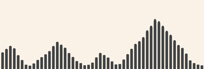 Vector background featuring a smooth, minimalist bar graph or audio wave visualization in dark gray on a light beige backdrop. Ideal for data analysis, business reports, and abstract technology themes