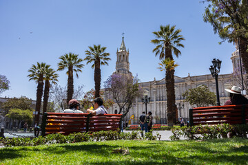 Photographs of the iconic streets of Arequipa, and the streets of Peru's White City, a vacation destination with stunning views of volcanoes and Andean snow-capped mountains.