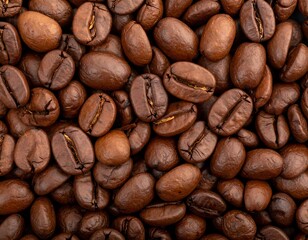 Roasted coffee beans close-up