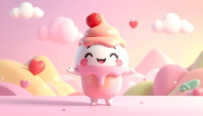 Smiling ice cream mascot