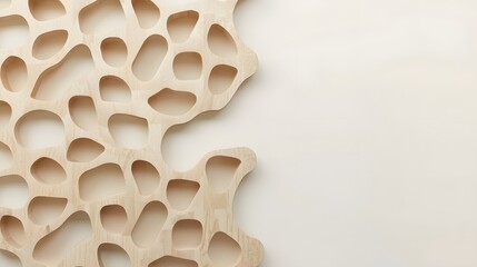 Abstract organic geometric structure with soft beige tones and honeycomb pattern design on minimal background, modern 3D render for architecture, product backdrop or creative wallpaper composition