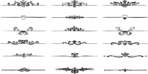Adobe Illustrator ArtworkSet of Vintage Ornamental Dividers and Decorative Flourish Separators – Black and White Vector Elements