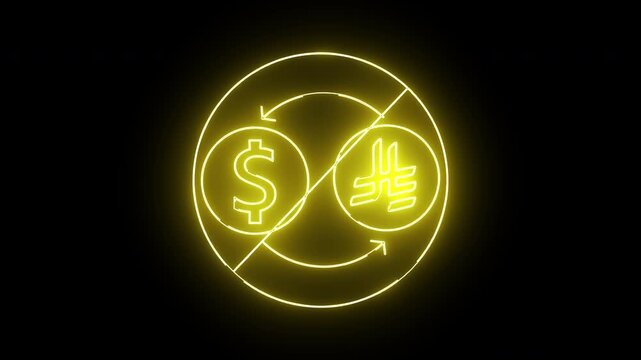 prohibited icon and icon convert dollar coins to Arab riyal coins