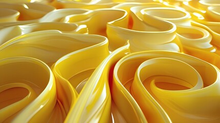 Obraz premium a striking 3D abstract design with flowing curving ribbons of bright yellow