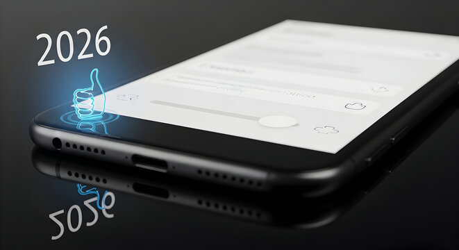 Smartphone with 2026 Like, Future Technology Concept