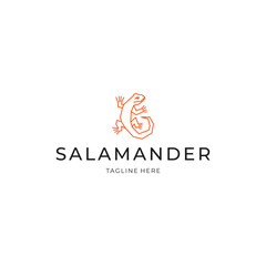 Fototapeta premium Line art salamander logo design. simple animal icon illustration vector