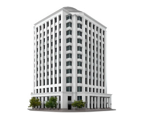 Modern office building white facade tall structure urban architecture cityscape commercial property business environment contemporary design exterior view professional atmosphere