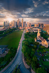 Singapore city skyline of business district downtown at sunrise