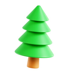 Stylized Green Christmas Tree Icon on Transparent Background 3d Rendering
