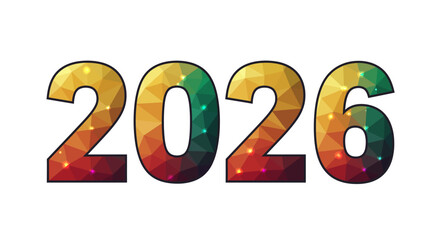 Vibrant Polygonal 2026 Illustration with Festive Design Elements