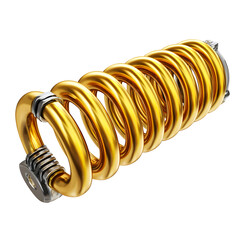 Golden coil spring isolated with metallic elements for industrial design
