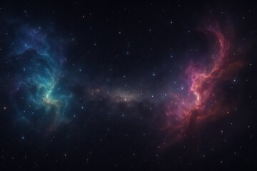 Naklejka premium Deep space starfield with ethereal nebula clouds and distant galaxies forming a majestic cosmic panorama ideal for science education tech inspiration and awe filled background visuals