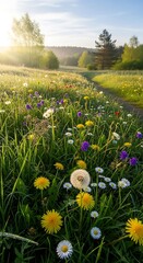 Vibrant Spring Meadow Landscape.