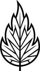 Bold Black and White Outline Drawing of a Stylized Leaf with Prominent Veins sketch