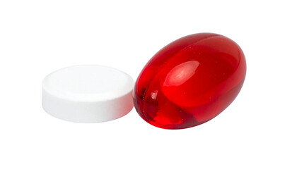 Two Pill Capsules Bundle with Different Colors isolated on transparent background.