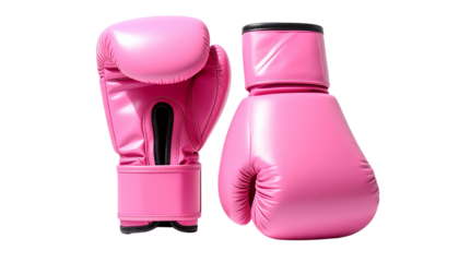 Two Pink Boxing Gloves Bundle with Different Positions isolated on transparent background