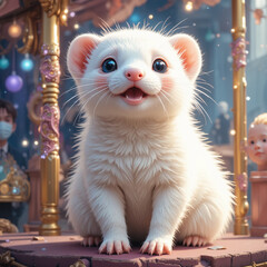 행복한 세상의 족제비가 우두커니 앉아 있는 모습