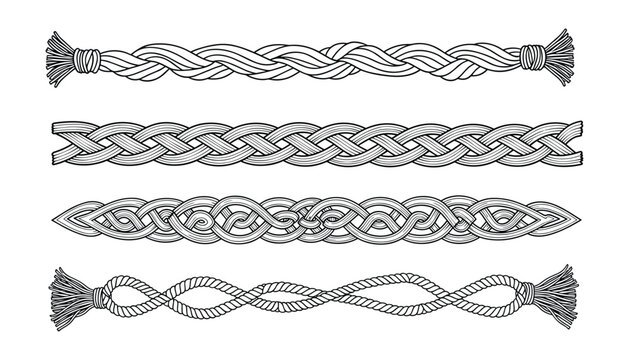 Braided Rope Dividers Set, Cord border tassels, decorative design elements for text or page