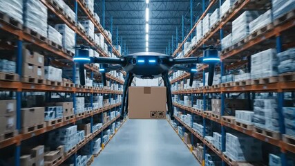 Drone Delivery: Automated Warehouse Logistics with Package Transport - Powered by Adobe